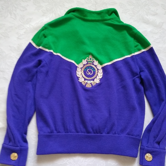 Rare St John Collection knit embroidered crest logo zip up colorblock - Picture 2 of 9